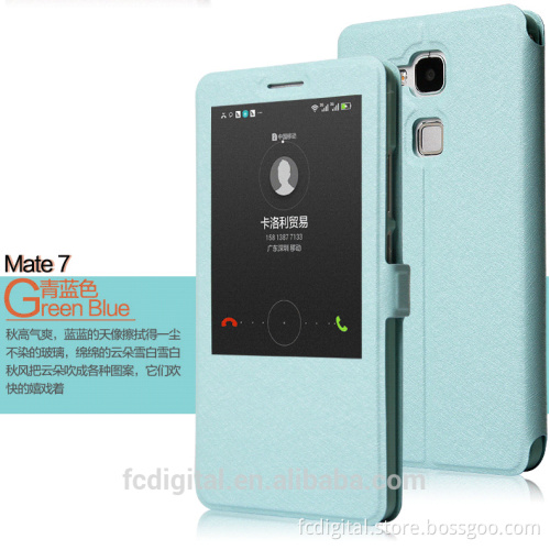QWD wholesale premium quality for huawei P7 view window color leather flip phone case